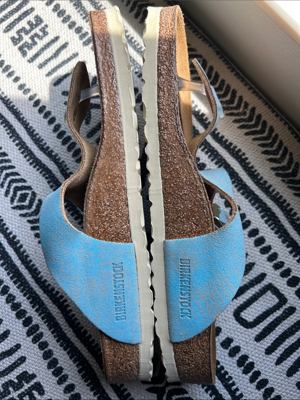 **Used** Birkenstock Women’s Light Blue Suede Slide/Thong Sandals